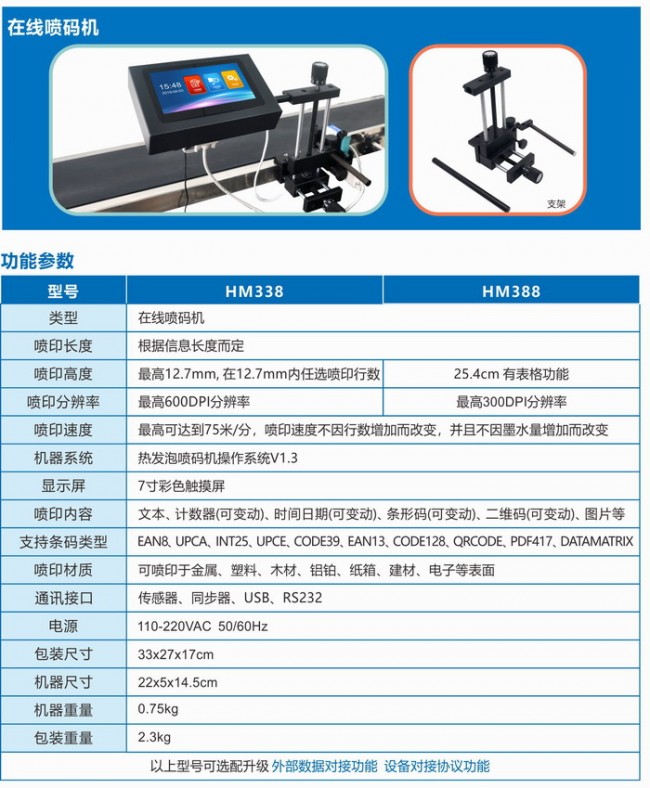 HM在線機技術參數